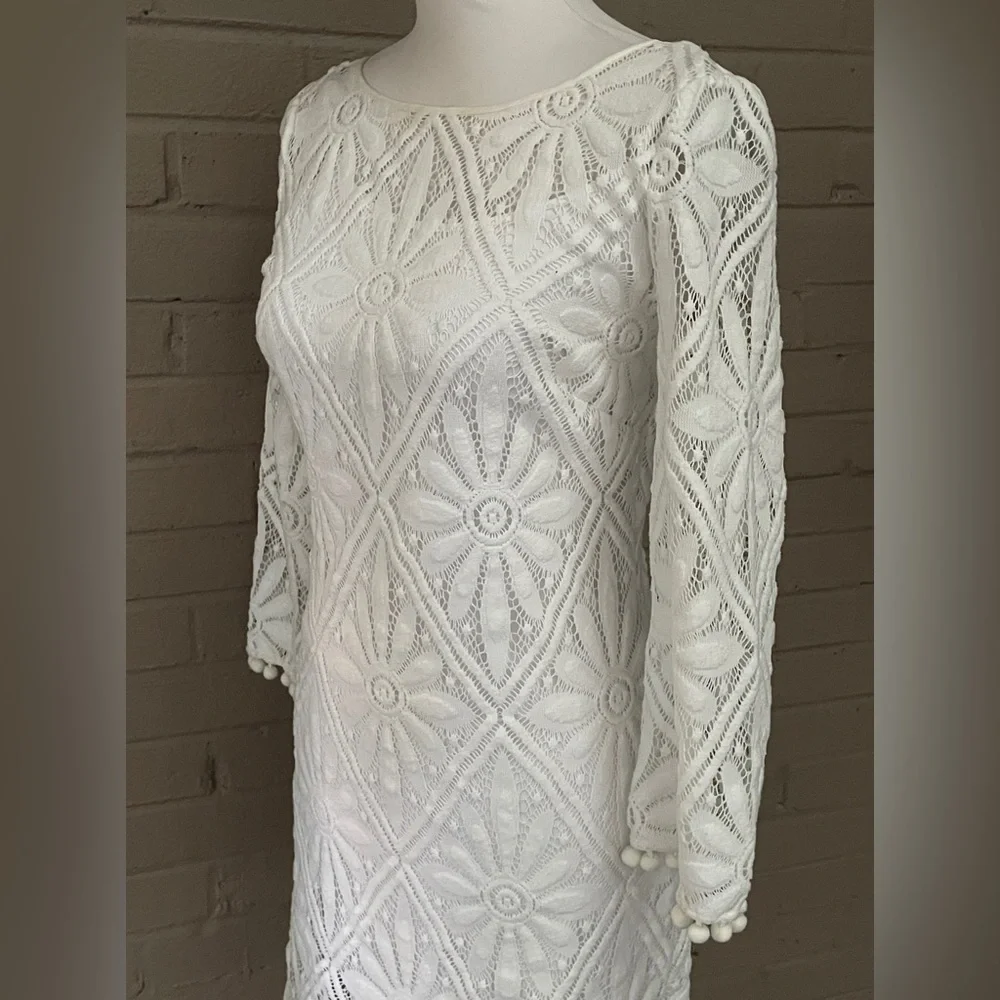 Lilly Pulitzer white v back floral lace dress XS